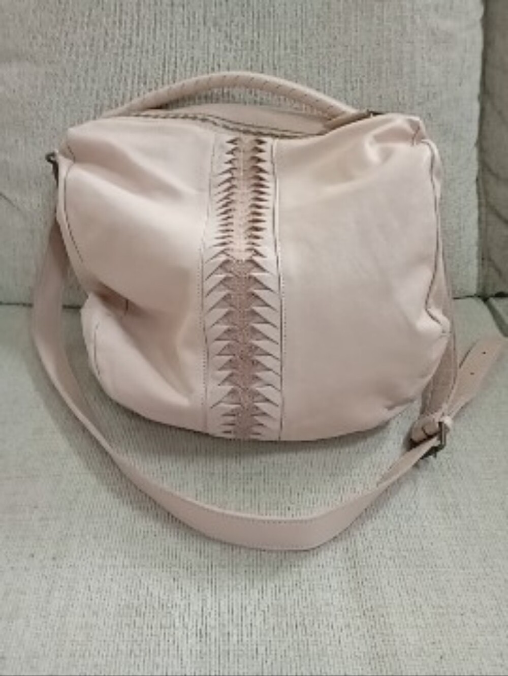 Liebeskind Pale Pink Large Leather Shoulder Bag with Braided Center Detail